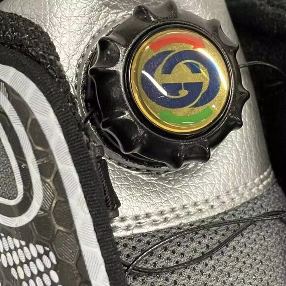 GUCCI Ultra Pace R Low Cut Black White Multi Chemical Fiber Leather 446-121424 - Picture 6 of 7